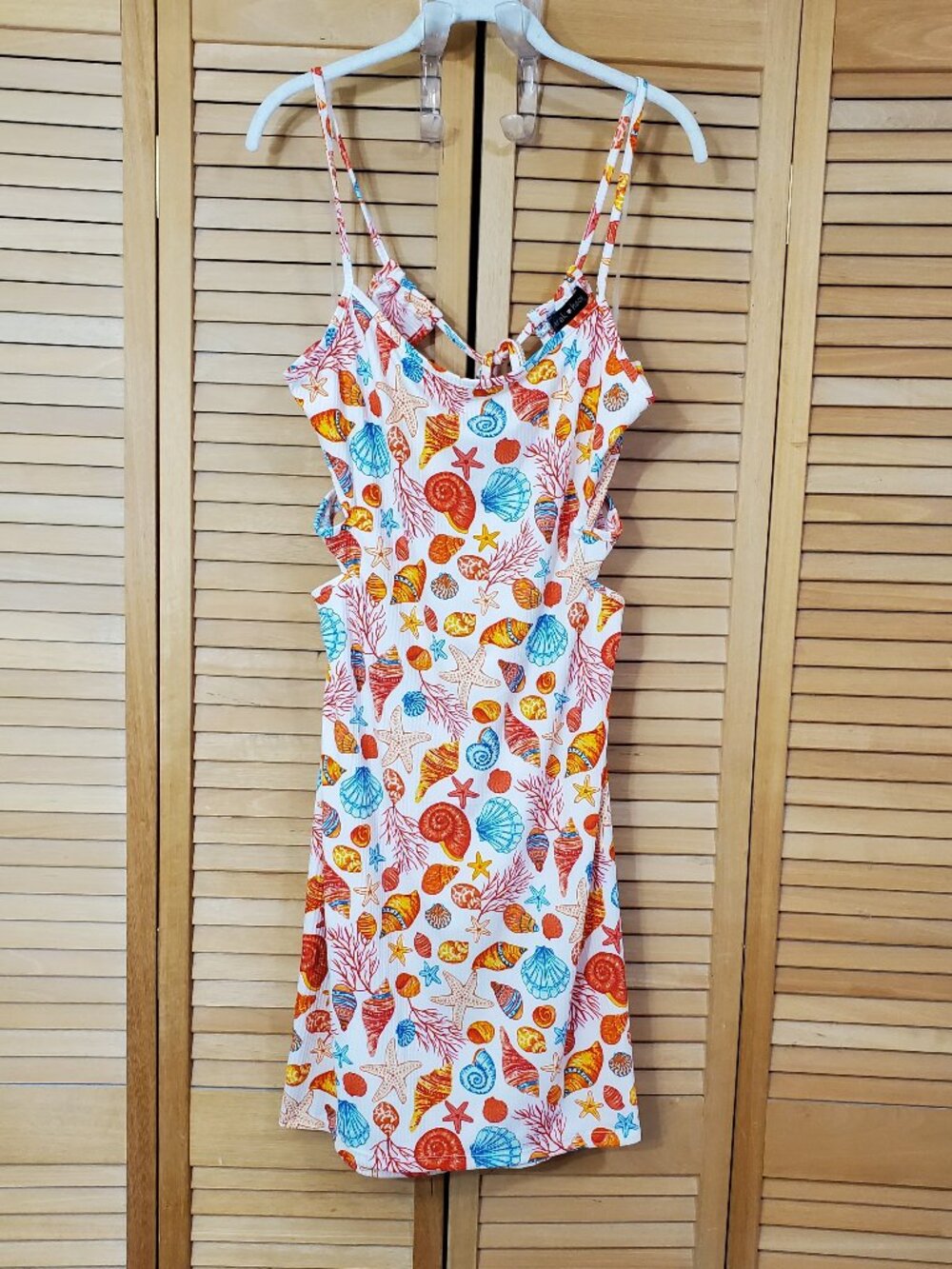 Derek Heart Beach Print Ribbed Knit Summer Mini Dress 2X